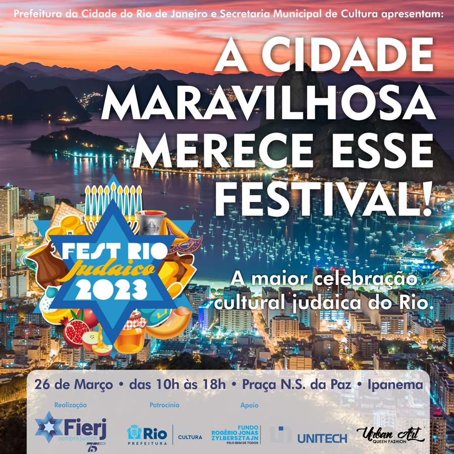 Fierj Federação Israelita - Amanhã é o 4º FEST RIO JUDAICO. Este ano todos  os shows serão online. Teremos um evento interativo em um ambiente  totalmente digital. Anote na agenda: Dia 21/03